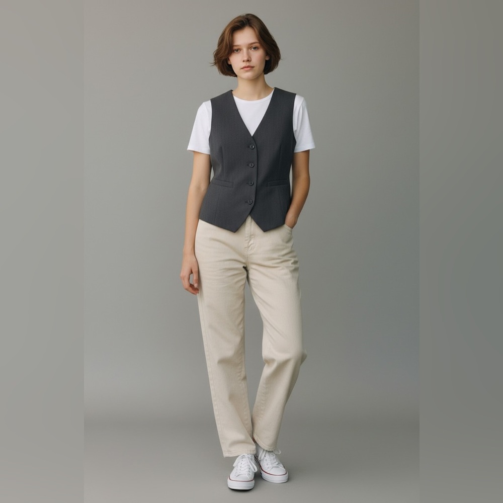 H&M Dark Gray Sleeveless Tailored Vest